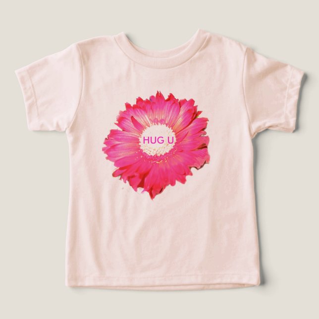Hug U Pink Fuchsia Gerber Daisy Toddler T-shirt (Design Front)