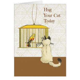Hug Your Cat Day, with Retro Cat, Card