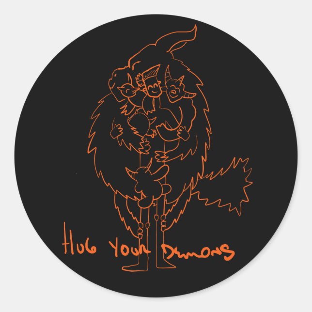 Hug Your Demons Classic Round Sticker (Front)