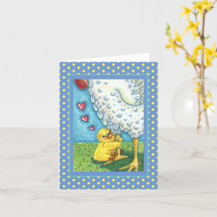 HUG YOUR MOMMA, BABY CHICK LOVES MOTHER HEN Blank Card