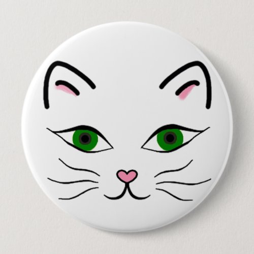 Huge 4 Inch Round Button _ Kitty Face