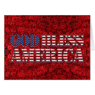 Huge 4th of July God Bless America Roses Floral Card