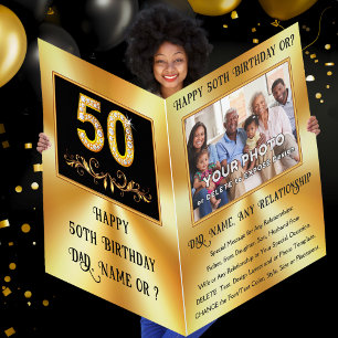HUGE 50th Birthday Card, Personalized and Photo Card