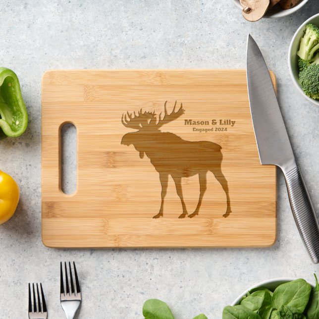 Huge Alaska Bull Moose Silhouette  Engraved Cutting Board (Kitchen Counter)