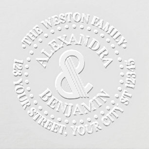 Huge Art Deco Ampersand #1 Family Name Ret Address Embosser