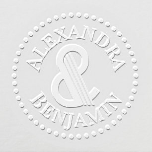 Huge Art Deco Ampersand Couple Round Dotted Frame Embosser