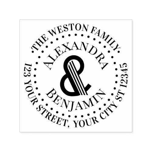 Huge Art Deco Ampersand Family Name Return Address Self_inking Stamp