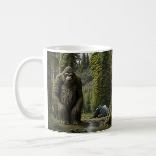 Huge Bigfoot sitting in the Woods Coffee Mug