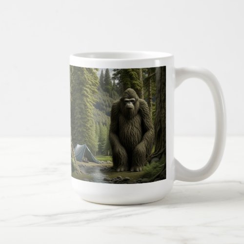 Huge Bigfoot sitting in the Woods Coffee Mug