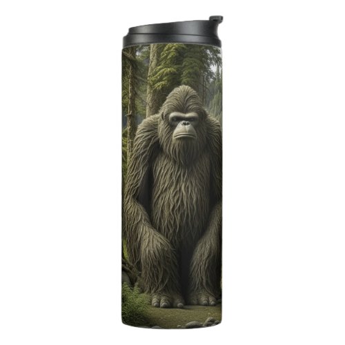 Huge Bigfoot sitting in the Woods next to a Tent Thermal Tumbler