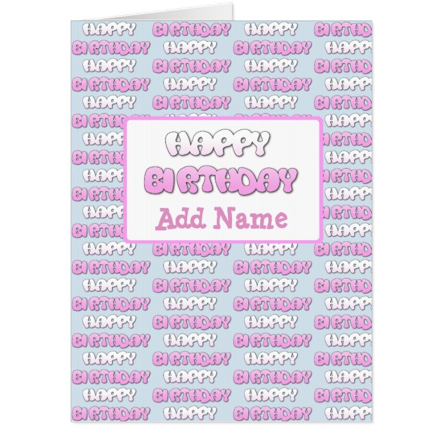 Huge Birthday Card Pink Blue for Her (Front)