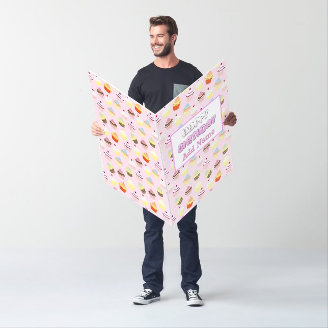 Huge Birthday Card Pink Cupcakes for Her (In Situ)