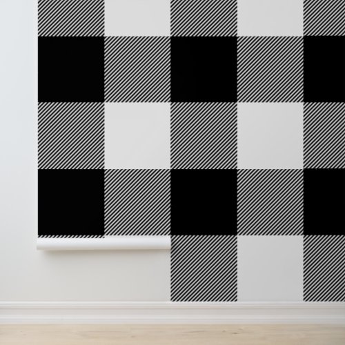 Huge Black and White Buffalo Plaid Wallpaper