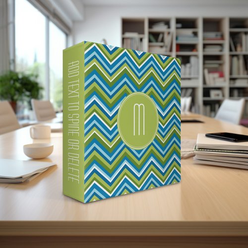 Huge Bright Chevron Pattern with Custom Monogram 3 Ring Binder