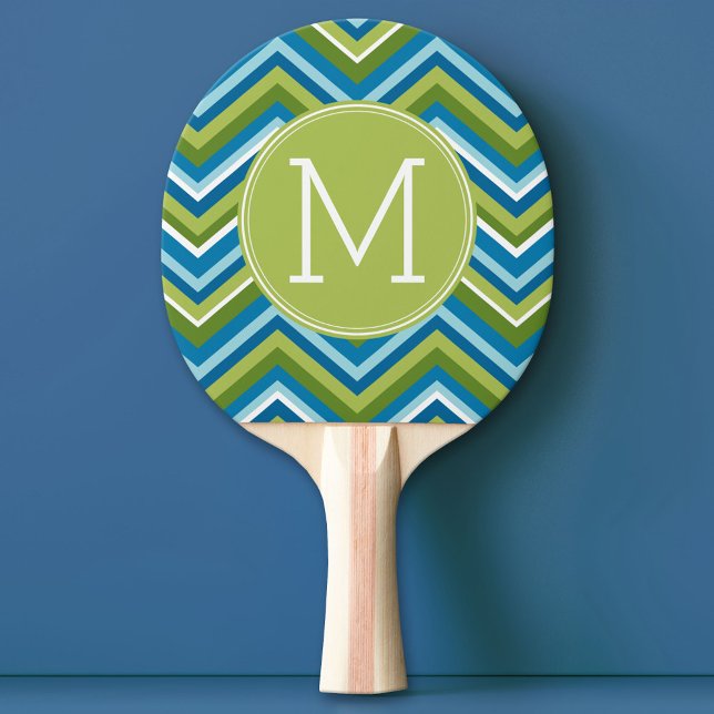 Huge Bright Chevron Pattern with Custom Monogram Ping-Pong Paddle (Custom Ping Pong Paddle)