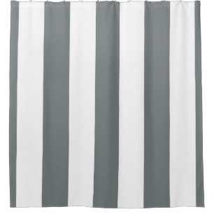 Huge Charcoal Gray White Vertical Stripe NL #3 Shower Curtain