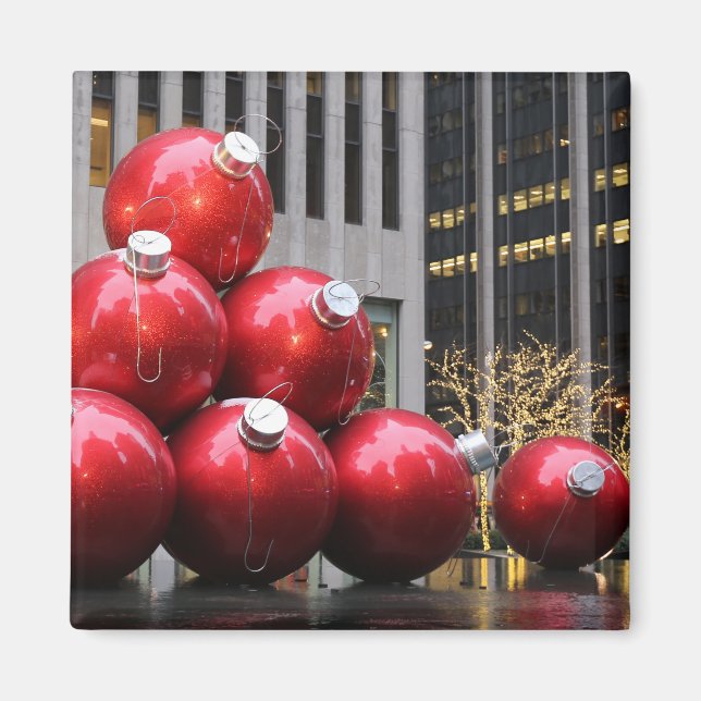 Huge Christmas Ball Ornaments in NYC Magnet (Front)
