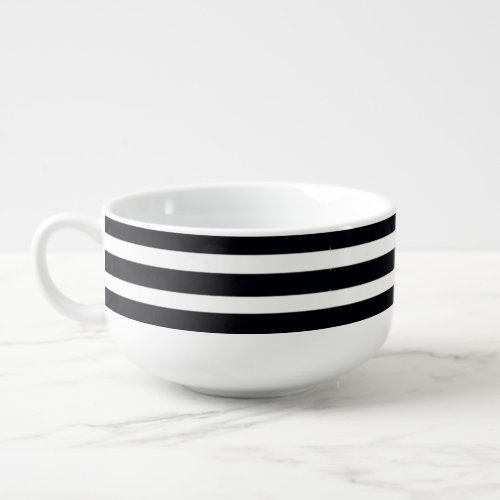 Huge Coffee CupLatte MugSoup Mug B  W Striped