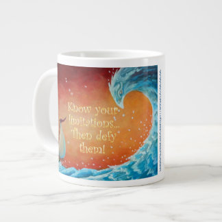 HUGE coffee mug! Wave with woman and boat, Quote Giant Coffee Mug