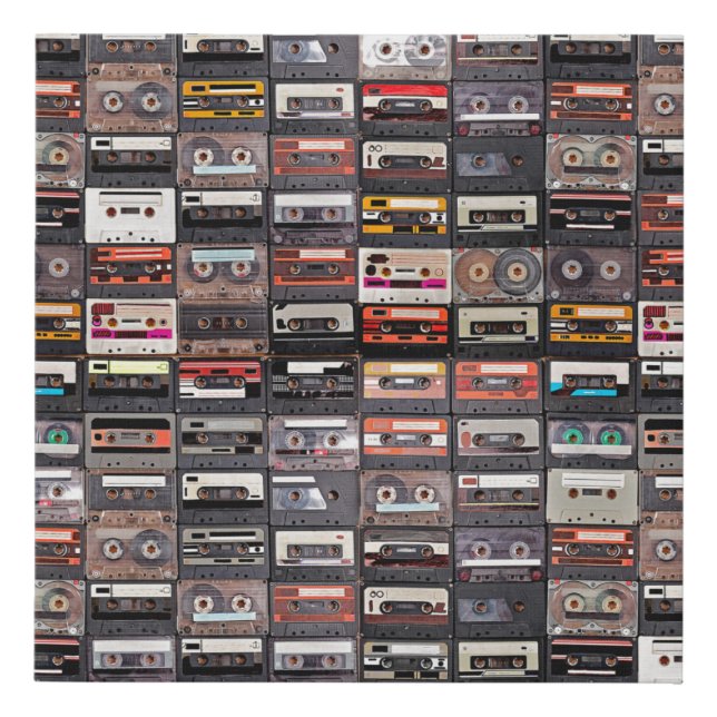 Huge collection of audio cassettes. Music retro  Faux Canvas Print (Front)