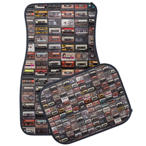 Huge collection of audio cassettes Retro musical  Car Floor Mat