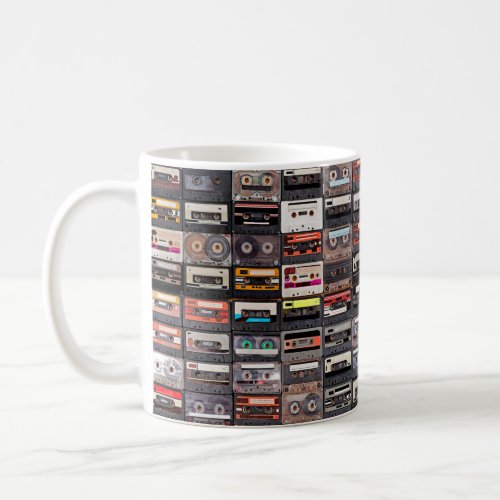 Huge collection of audio cassettes Retro musical  Coffee Mug