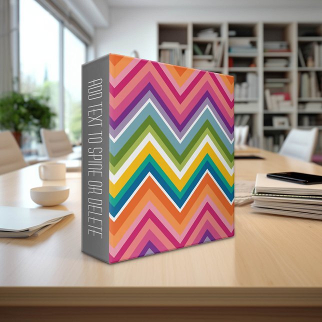 Huge Colorful Chevron Pattern 3 Ring Binder (Custom Office and School Binder)