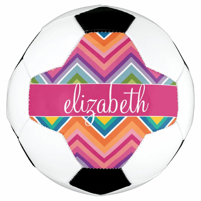 Huge Colorful Chevron Pattern Custom Name Soccer Ball Zazzle