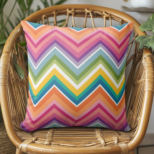 Huge Colorful Chevron Pattern Throw Pillow (Colorful Chevron Pillow)