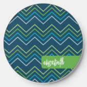 Huge Colorful Chevron Pattern - Trendy Script Name Wireless Charger (Front)