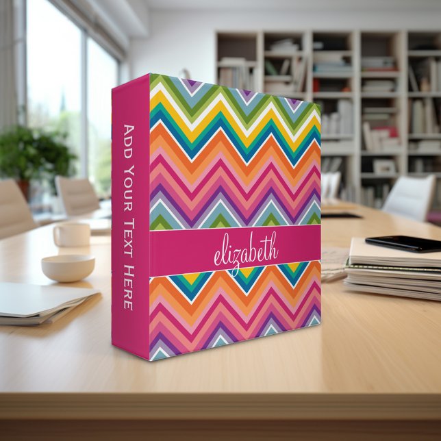 Huge Colorful Chevron Pattern with Name Binder (Personalized photo binder)