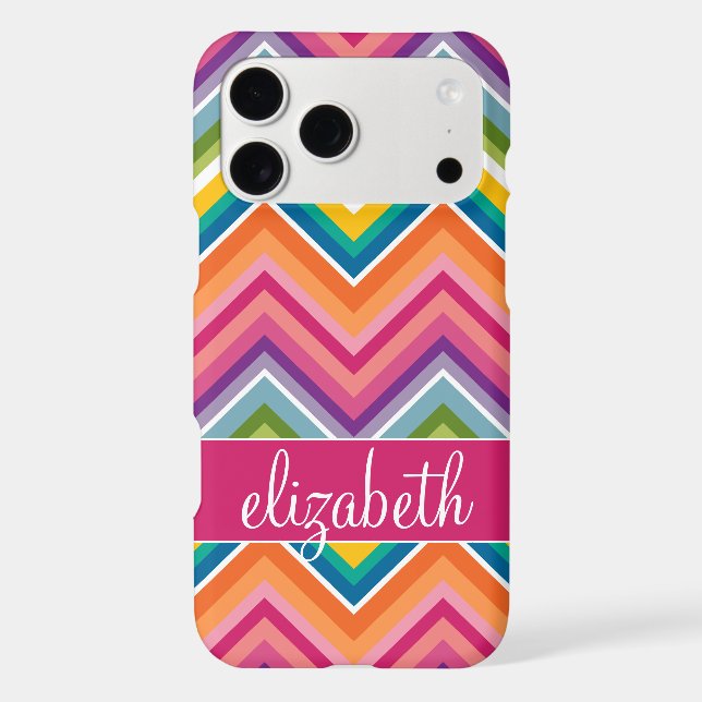 Huge Colorful Chevron Pattern with Name Iphone Case (Back)