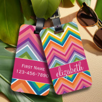 Huge Colorful Chevron Pattern with Name Luggage Tag