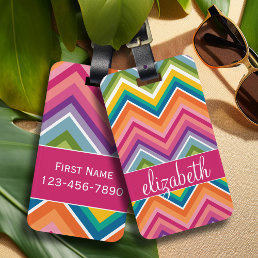 Huge Colorful Chevron Pattern with Name Luggage Tag