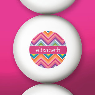 Huge Colorful Chevron Pattern with Name Ping-Pong Ball