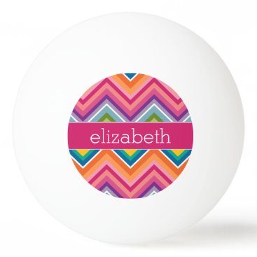 Huge Colorful Chevron Pattern with Name Ping-Pong Ball