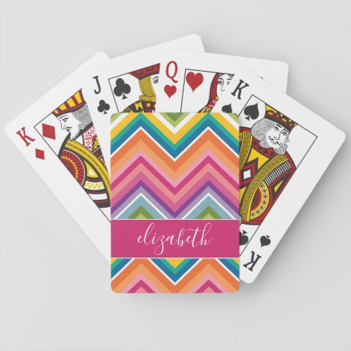 Huge Colorful Chevron Pattern with Name Playing Cards