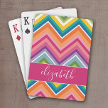 Huge Colorful Chevron Pattern with Name Poker Cards<br><div class="desc">A bold,  graphic zig zag design in sweet,  cheerful colors. This colorful design can be found on many popular case styles. If you need to make adjustments to the art,  click on the customize it button and make changes.</div>