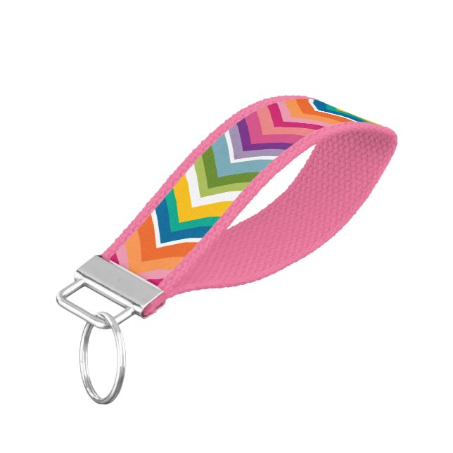 Huge Colorful Chevron Pattern Wrist Keychain (Angled Down)
