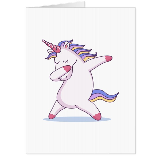 Huge Dabbing Unicorn Greeting Card Blank Inside (Front)