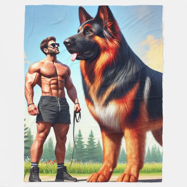 Huge Dog Fleece Blanket (Front)