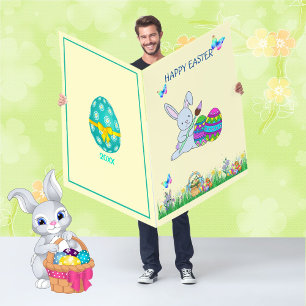 Huge EASTER BUNNY CARD Personalize Kid's Names