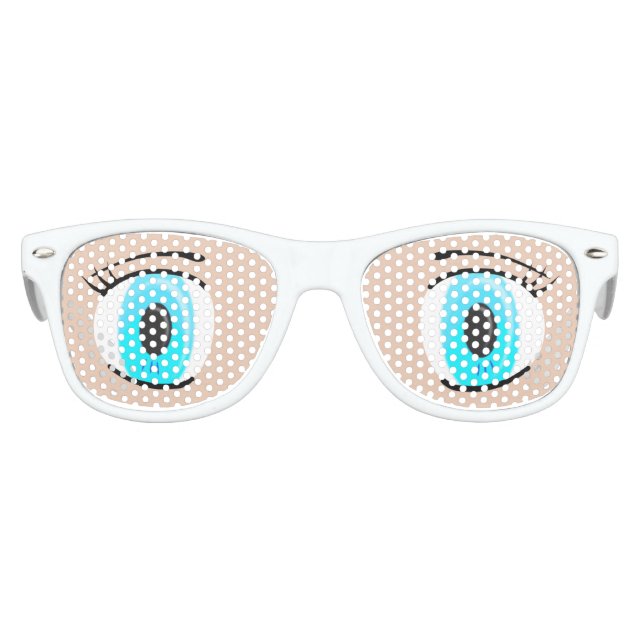 HUGE EMOTICON EYES, BLUE EYES, BIG EYES KIDS SUNGLASSES (Front)