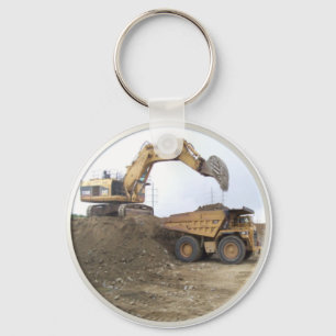 Huge Excavator / Dump Truck Keychain