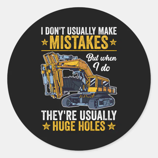 Huge Excavator Heavy Machinery Operator Classic Round Sticker | Zazzle