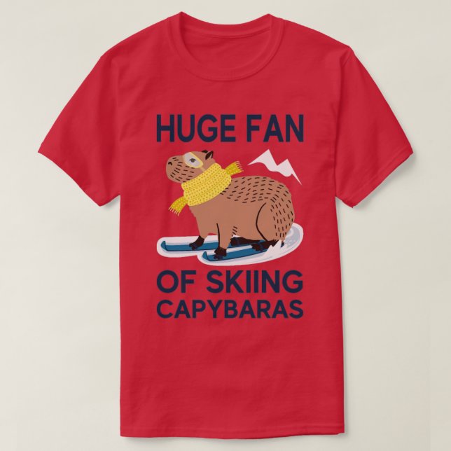 Huge Fan of Skiing Capybaras funny capybara  T-Shirt (Design Front)