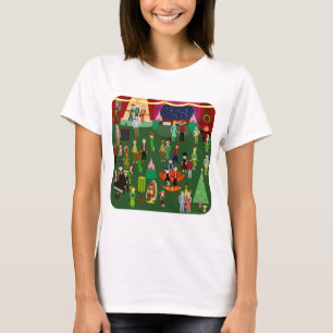 Huge Festive Holiday Party Fun Retro Art Cartoon T-Shirt