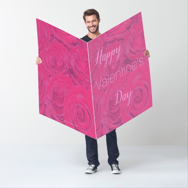 Huge Floral Happy Valentine's Day Card Roses Pink (In Situ)