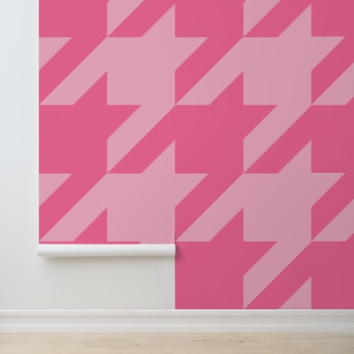 Huge French Pink Houndstooth  Wallpaper