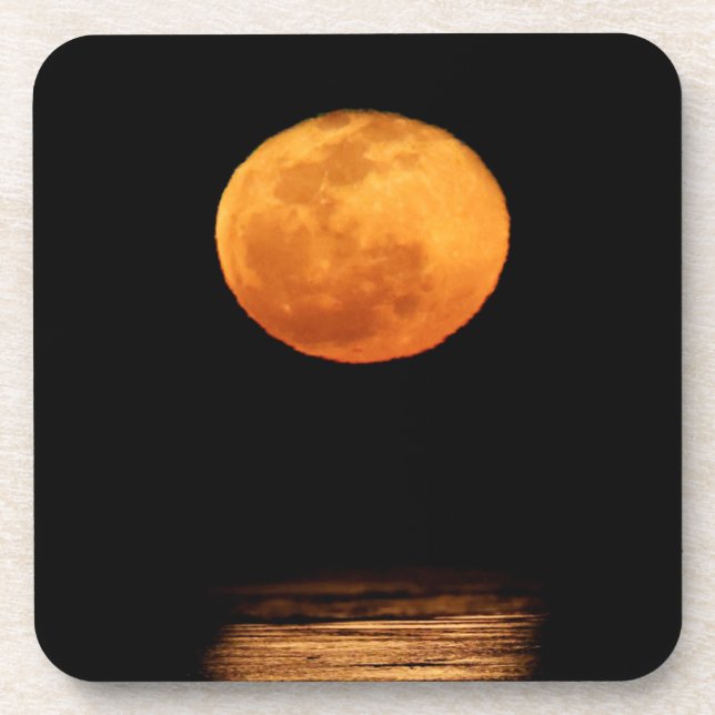 Huge Full Moon | South Padre Island, Texas Beverage Coaster (Front)